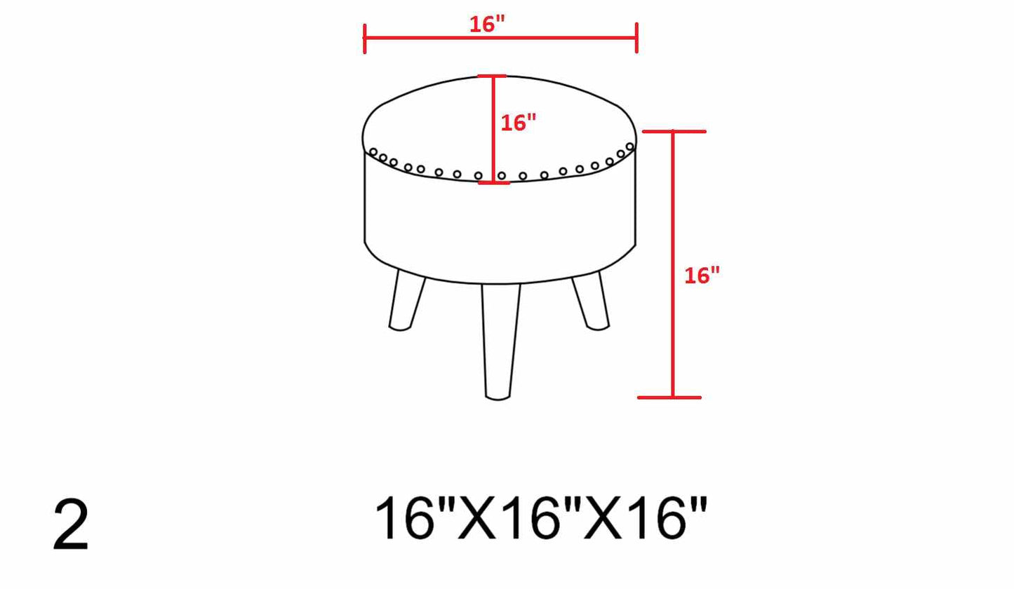 Brick Red Wood Frame Ottoman Stool