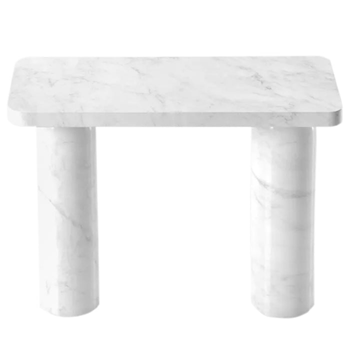 Carrara White Marble Designer Round Legs Console Polished