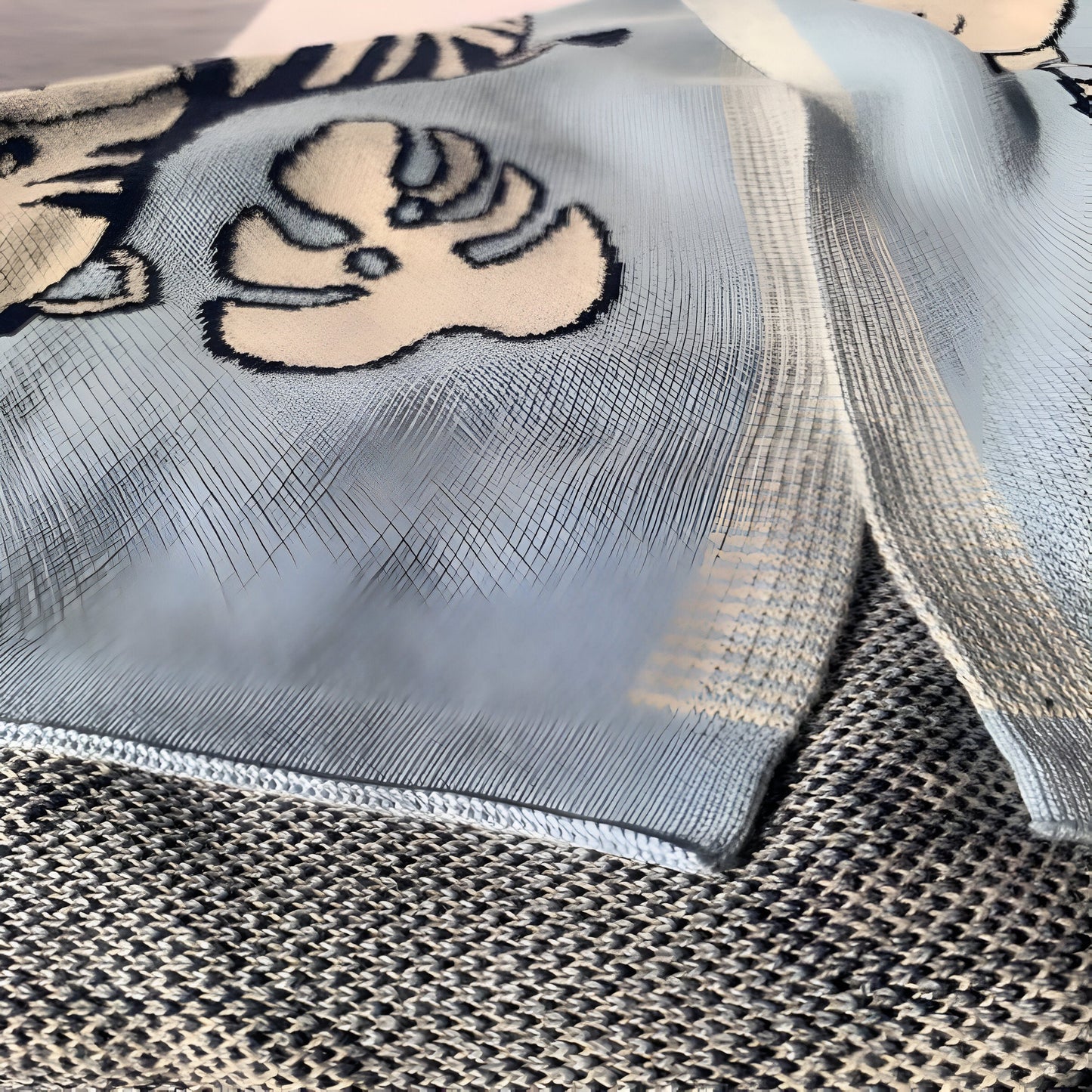 Jungle Animals Blue Knitted Cotton Baby Blanket