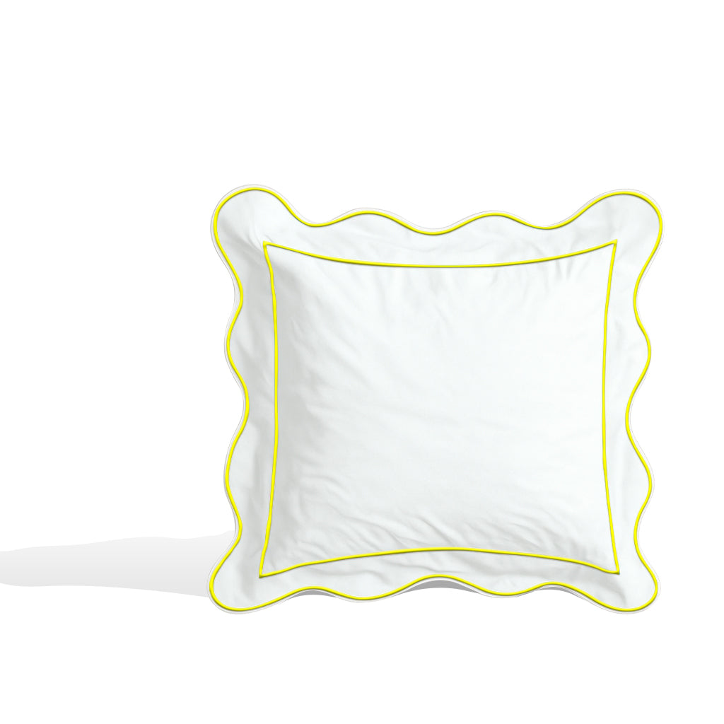 Monogram 400TC Cotton Scallop Embroidery & Border Sateen Solid Euro Sham