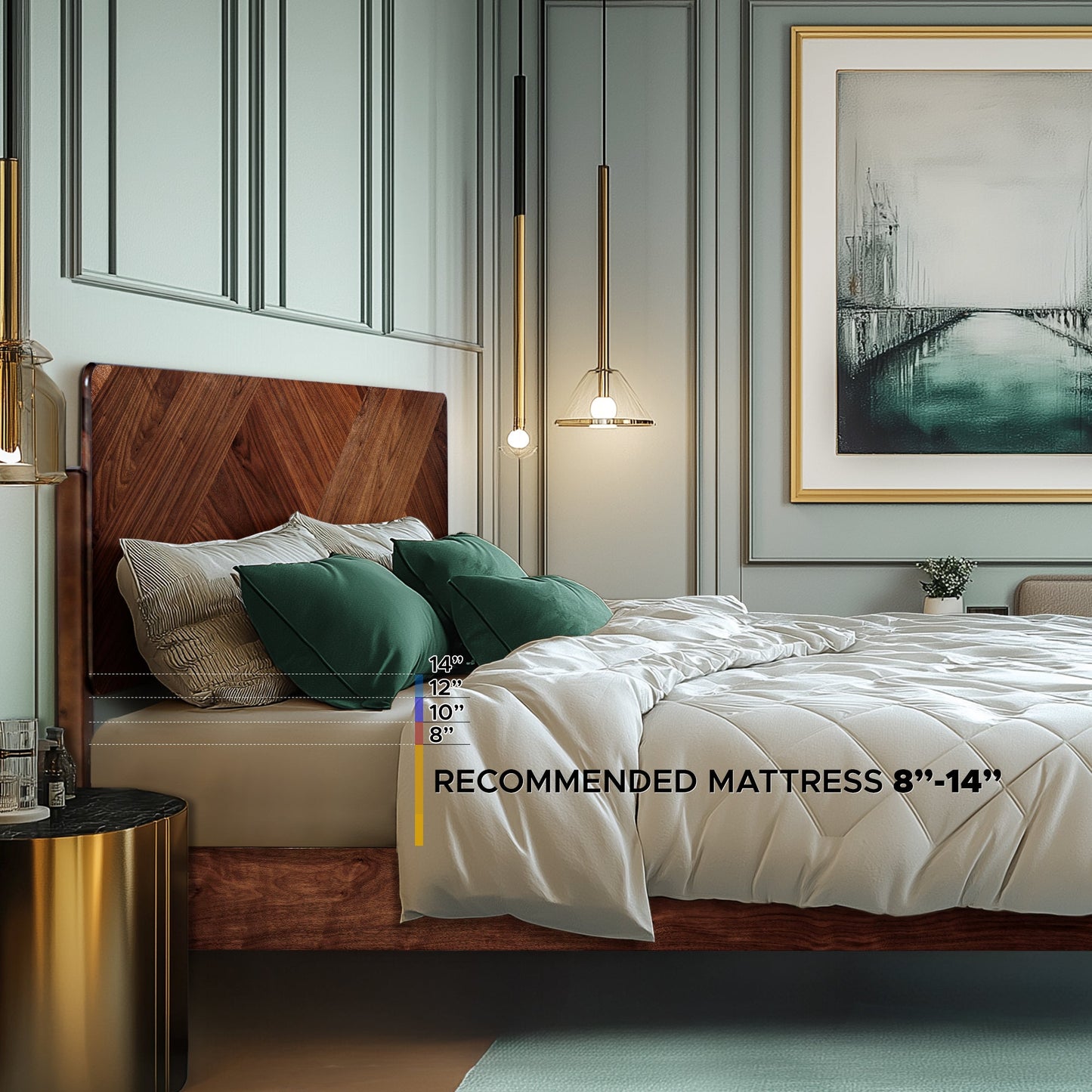 Rorns Bifrost Platform Bed Frame With Headboard for Modern Bedrooms