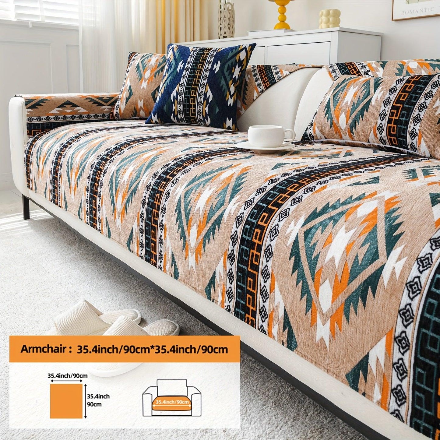 Linen Couch Slipcover | Boho Dog Proof Couch Slipcovers for All-Season