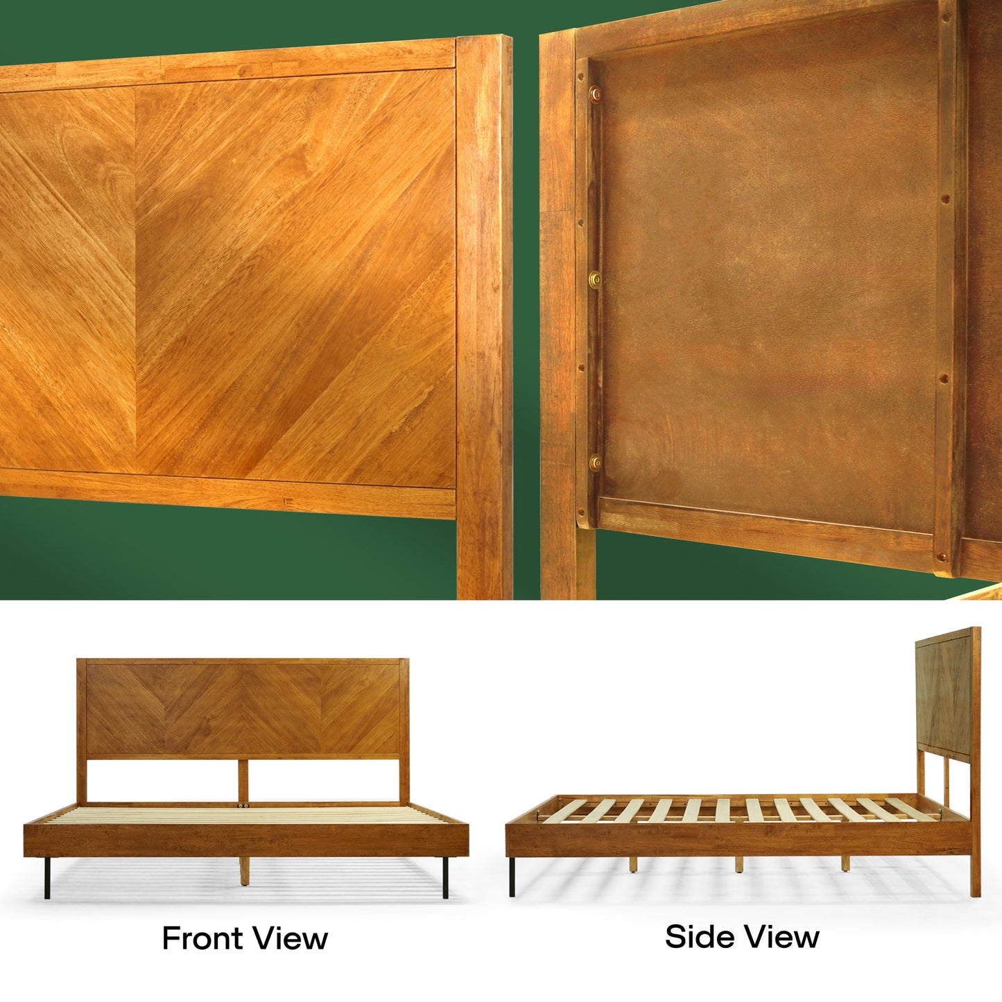 Acacia Solid Wood Bed Frame - Alander Deluxe Platform Bed