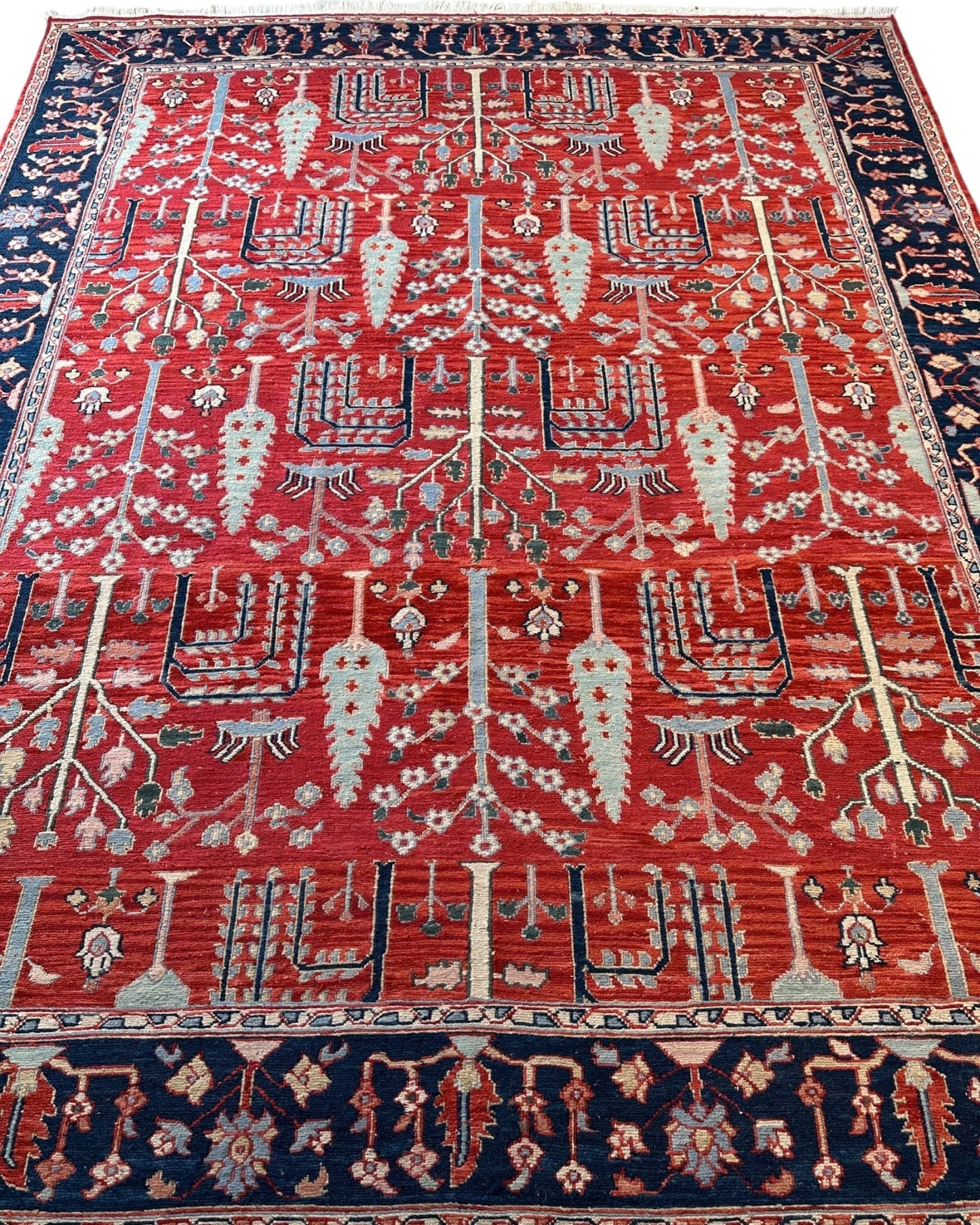 Handwoven Soumak Multicolor Wool Area Rug – 8’ x 10’