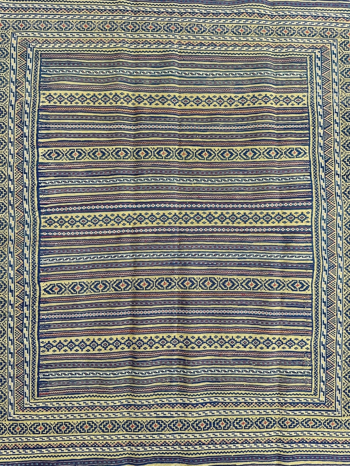 Hand-Woven Afghani Maliki Wool Kilim Rug - 4'5" x 6'