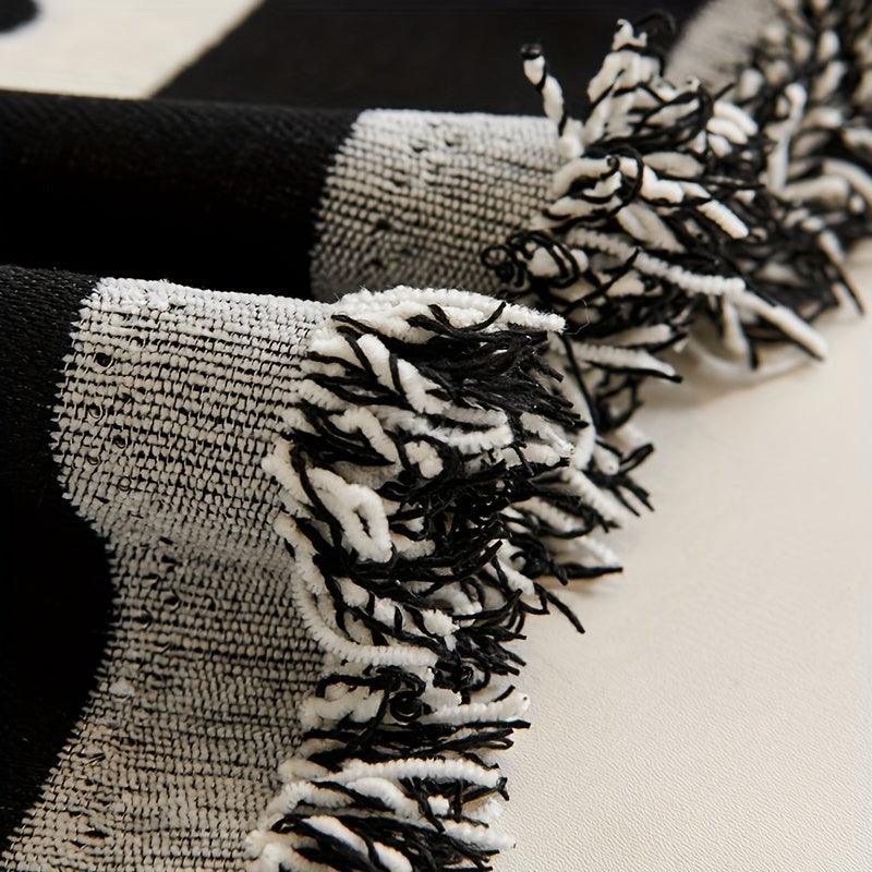 Soft & Cozy Chenille Reversible Sofa Cover - Black and White Couch