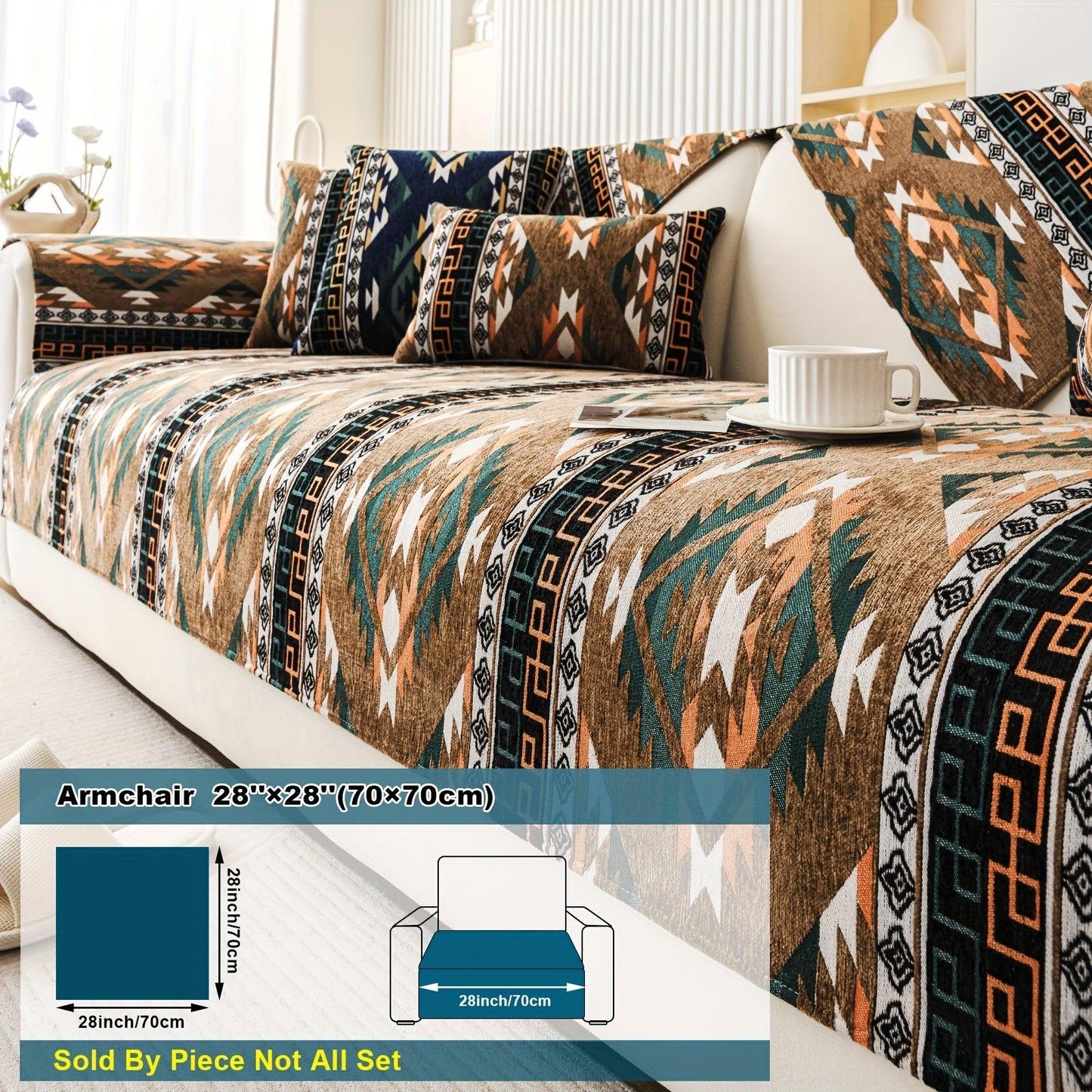 Boho Couch Cover - Chic Snow Chenille Sofa Slipcover