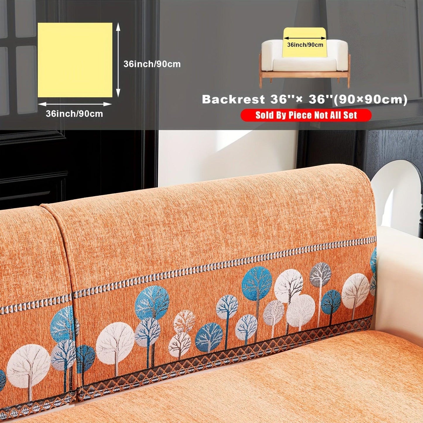 Pet Proof Couch Cover - Boho Chenille Sofa Cover with Tree Embroidery