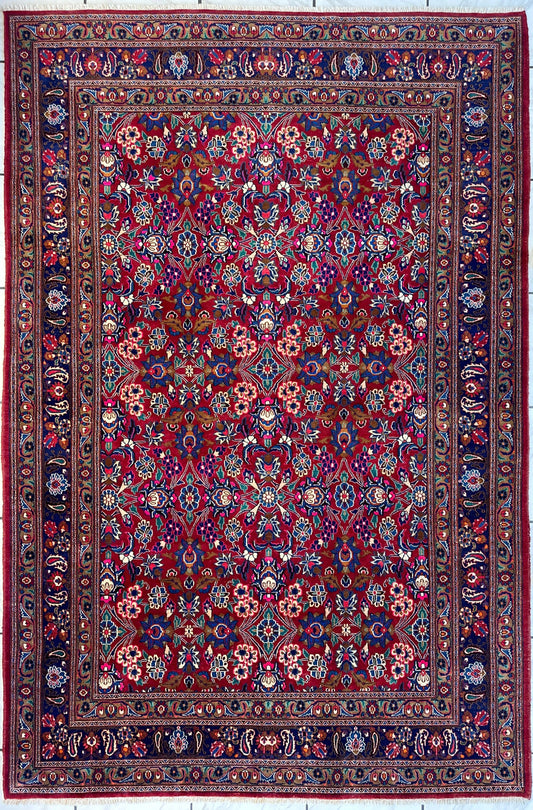Persian Mashhad I Fine Allover Rug Wool 7 x 10