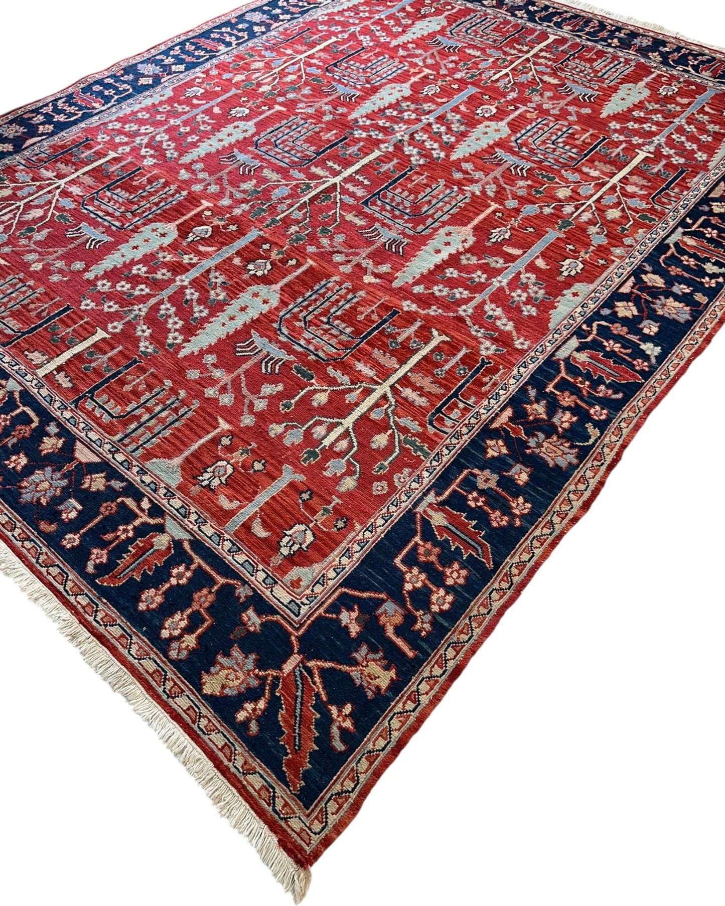 Handwoven Soumak Multicolor Wool Area Rug – 8’ x 10’