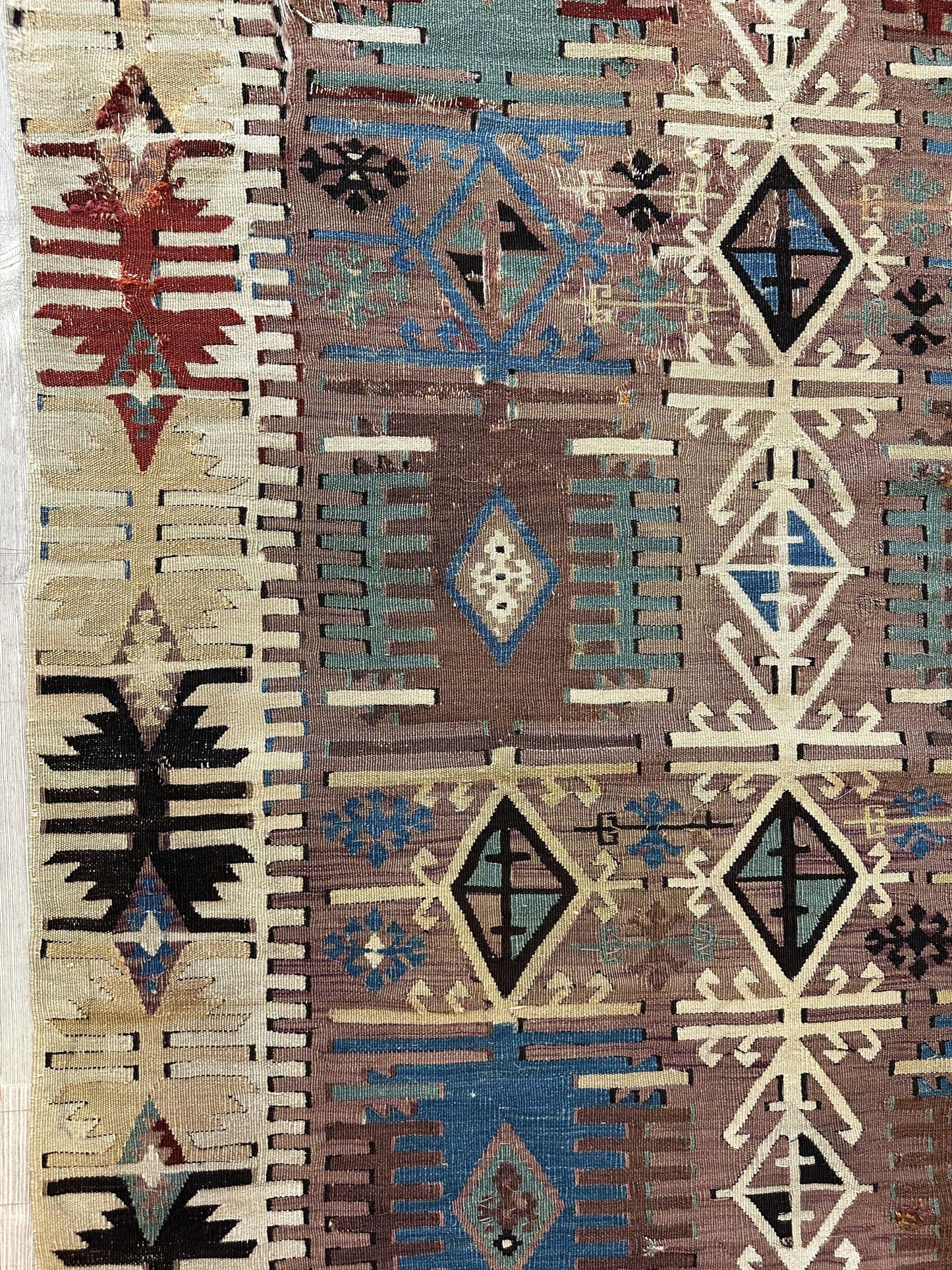 Reyhanli Anatolian 19th C Antique One Of A Kind Kilim Rug 5’ x 8’3”