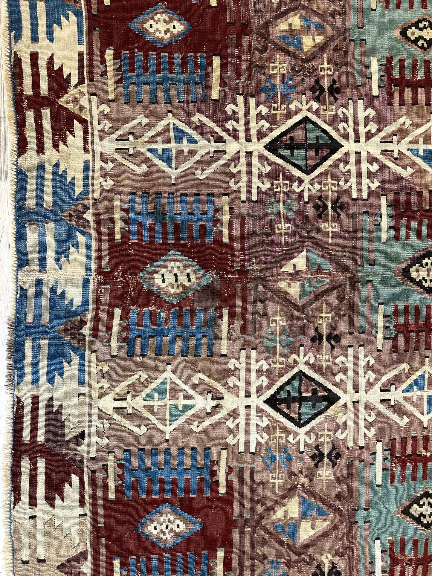 Reyhanli Anatolian 19th C Antique One Of A Kind Kilim Rug 5’ x 8’3”