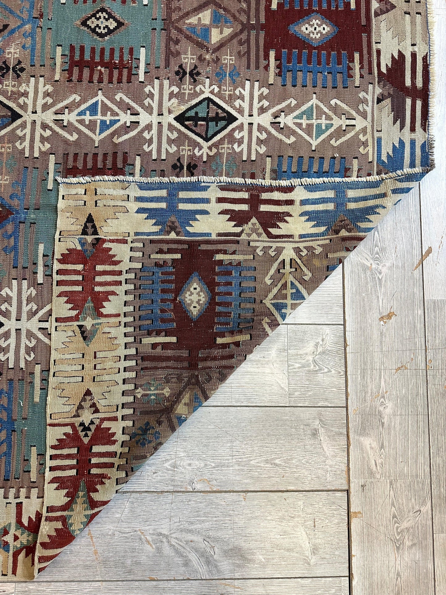 Reyhanli Anatolian 19th C Antique One Of A Kind Kilim Rug 5’ x 8’3”