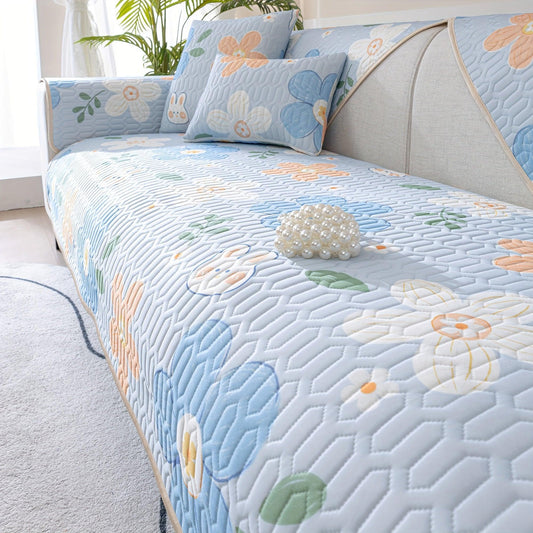 Boho Style Ice Silk Latex Sofa Cover Slipcover | Dog Hair Couch Cover