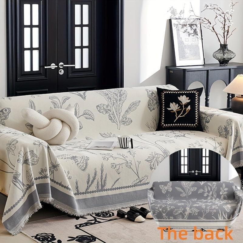 Soft & Cozy Chenille Reversible Sofa Cover - Black and White Couch