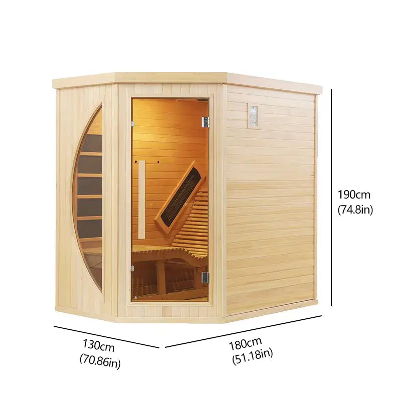1 Person Far Infrared Red Cedar Indoor Sauna with Recliner & 7-Color LED Lights