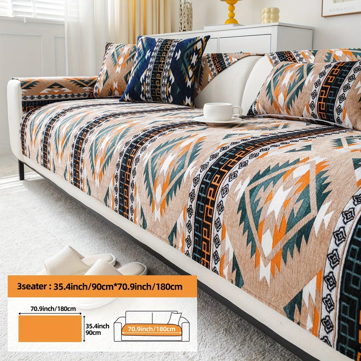 Linen Couch Slipcover | Boho Dog Proof Couch Slipcovers for All-Season