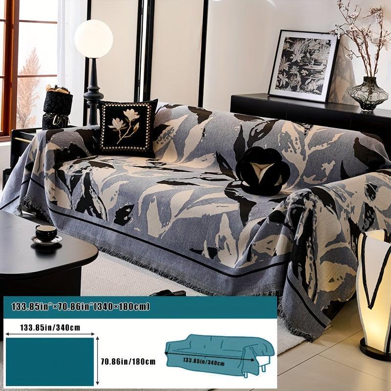 Premium Chenille Fabric Dark Green Couch Cover - All-Season Protector