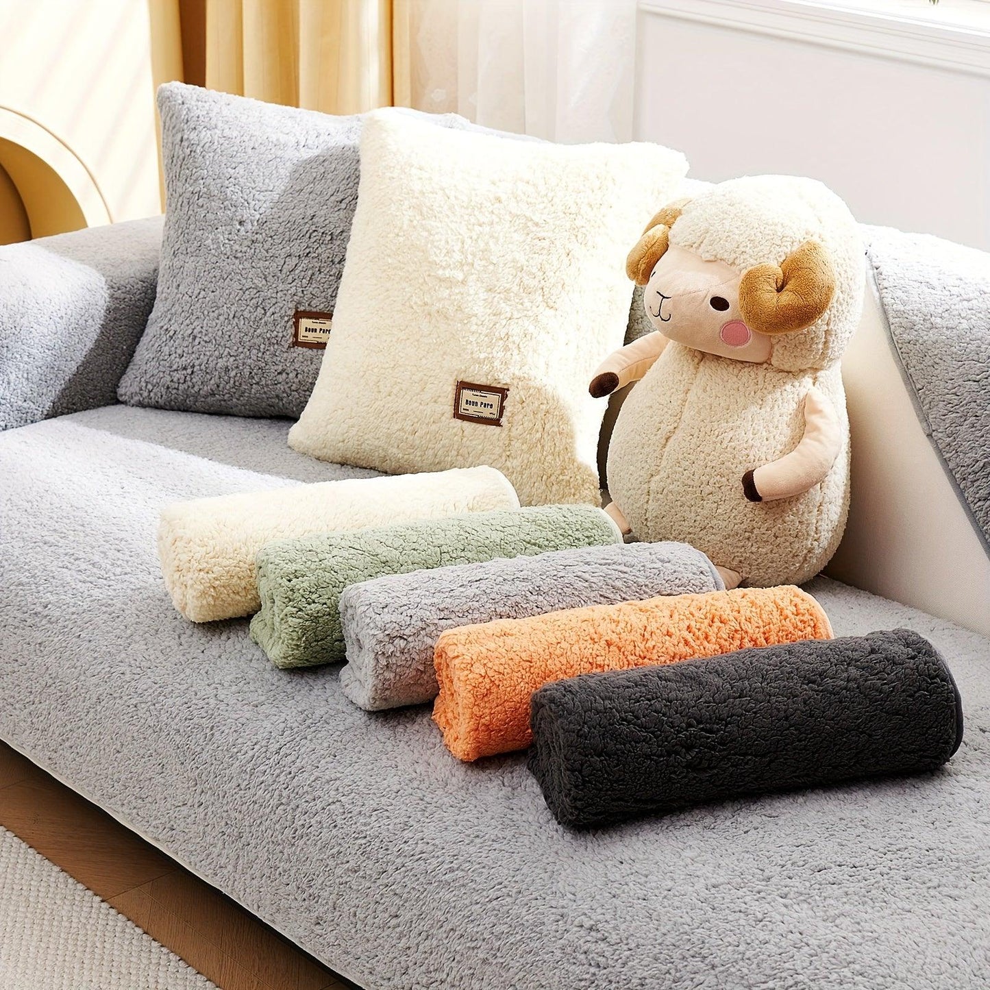 Durable 3 cushion couch cover | High-Quality Plush Sherpa Sofa Cover