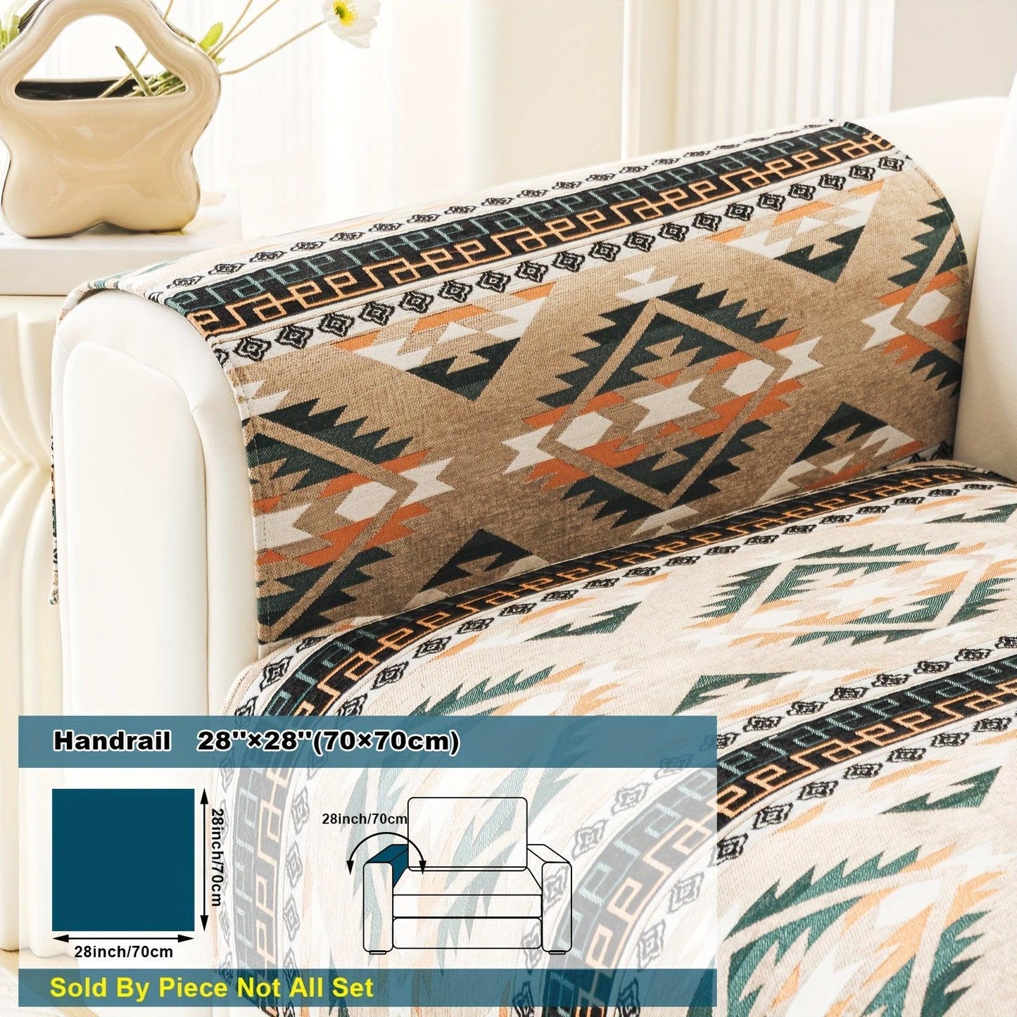 Boho Couch Cover - Chic Snow Chenille Sofa Slipcover