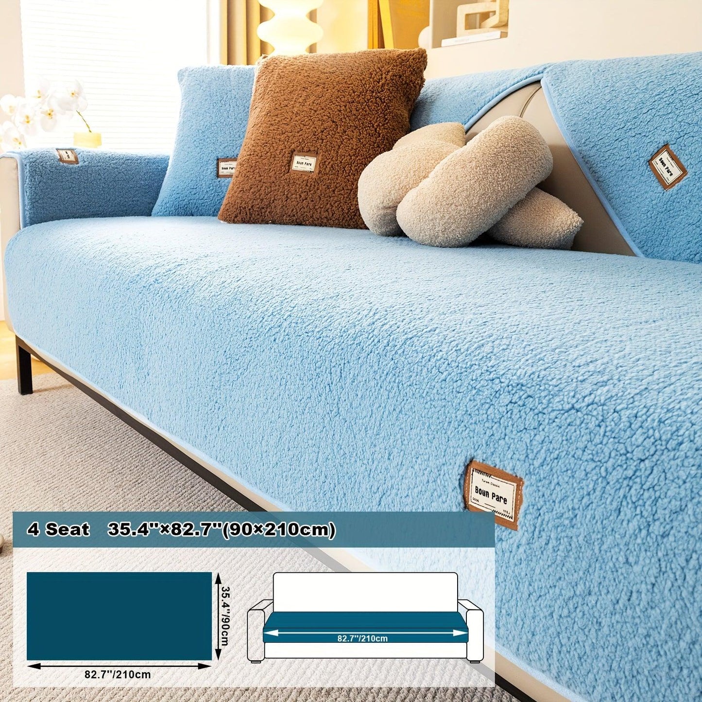 Durable 3 cushion couch cover | High-Quality Plush Sherpa Sofa Cover