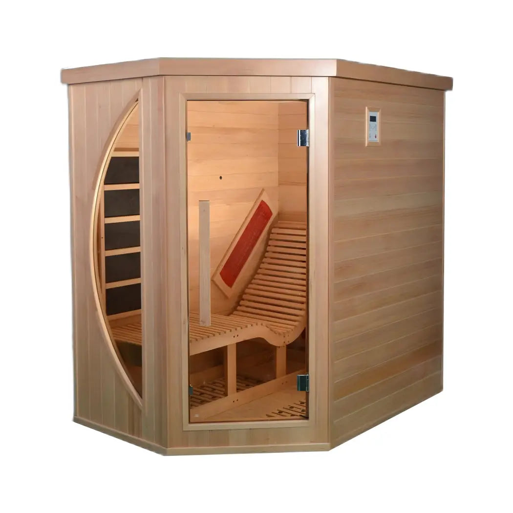 1 Person Far Infrared Red Cedar Indoor Sauna with Recliner & 7-Color LED Lights