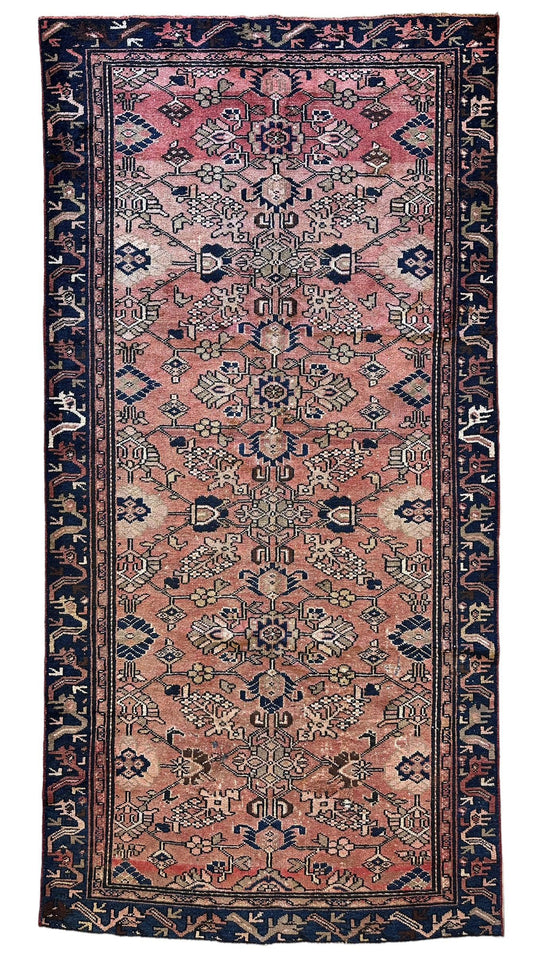 4' 4 x 9' 3 Hand Knotted Ultra Vintage Persian Wool Runner Rug