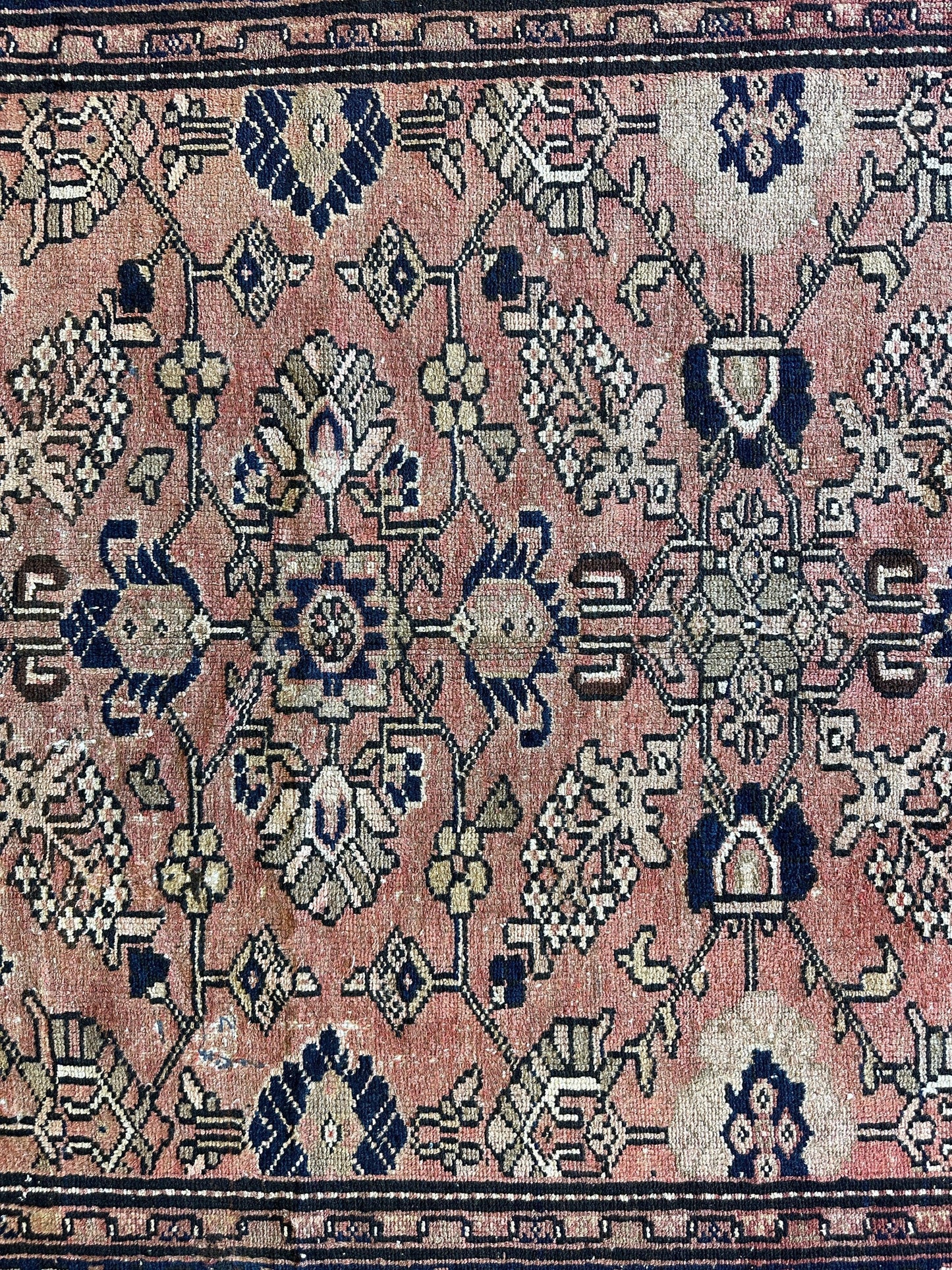 4' 4 x 9' 3 Hand Knotted Ultra Vintage Persian Wool Runner Rug