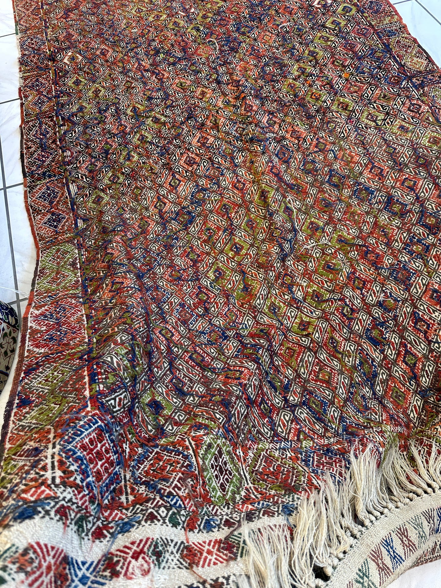 Antique Turkish Jajim Wool Rug 5’6” x 14’5”