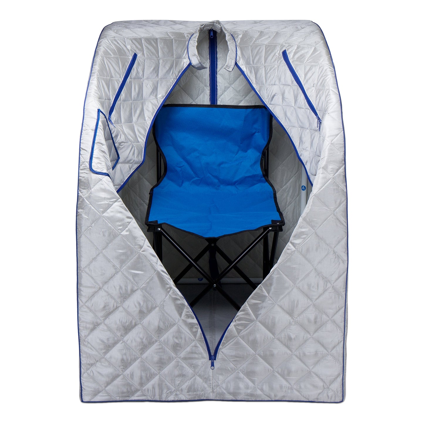 Durasage Lightweight Portable Personal Steam Sauna Spa for Relaxation at Home, 60 Minute Timer, 800 Watt Steam Generator, Chair Included - Blue Trim