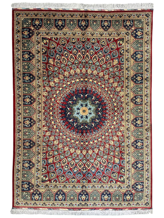 Afghani Parak Hand-Knotted Wool Rug | 6’6″ x 9’10″ Traditional Dome Motif