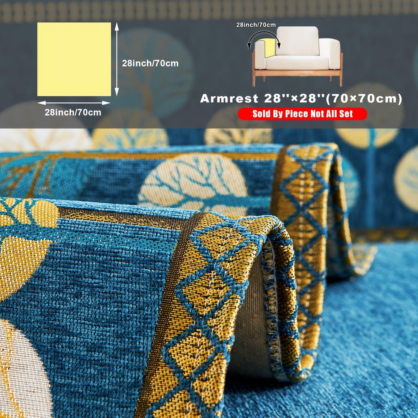 Pet Proof Couch Cover - Boho Chenille Sofa Cover with Tree Embroidery