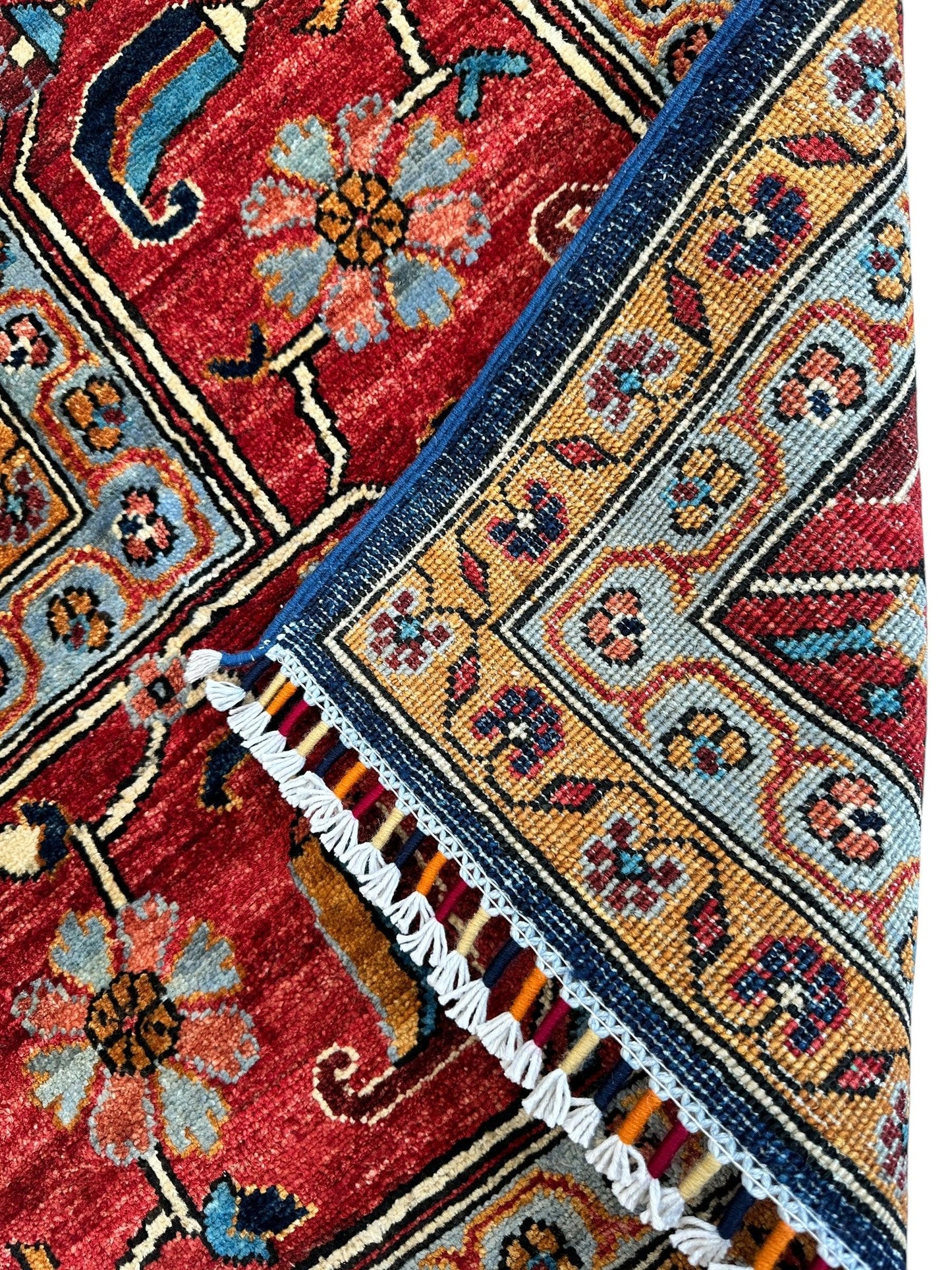 Hand-Knotted Afghani Bidjar Wool Rug – 9’x12’ – Intricate Geometric & Floral Motifs