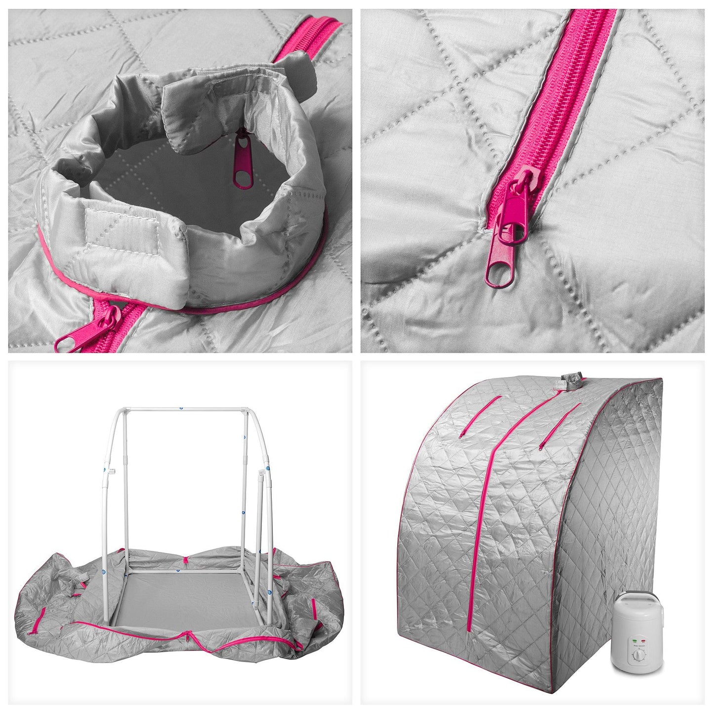 Lightweight Personal Steam Sauna for Weight Loss, Detox & Relaxation, 60 Minute Timer - Pink