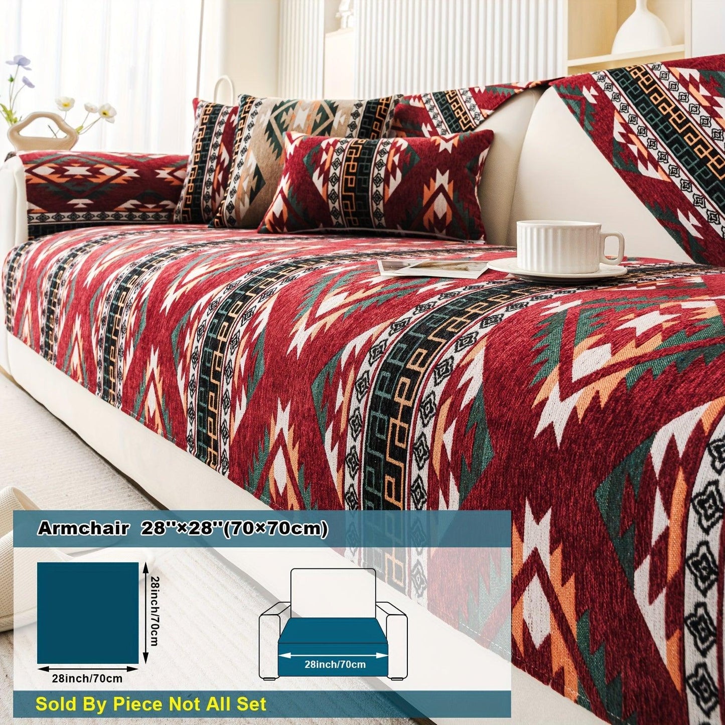 Boho Couch Cover - Chic Snow Chenille Sofa Slipcover