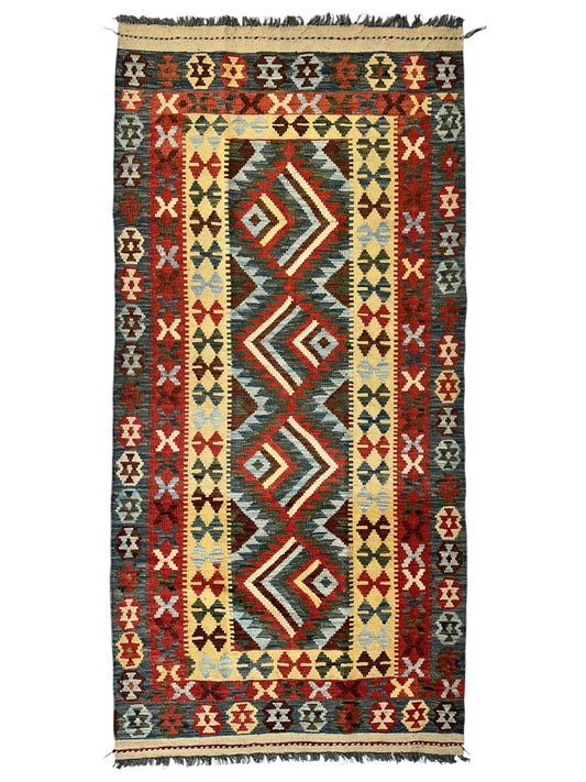 Afghani Maimana Kilim Wide Runner Rug 3’3” x 6’8”