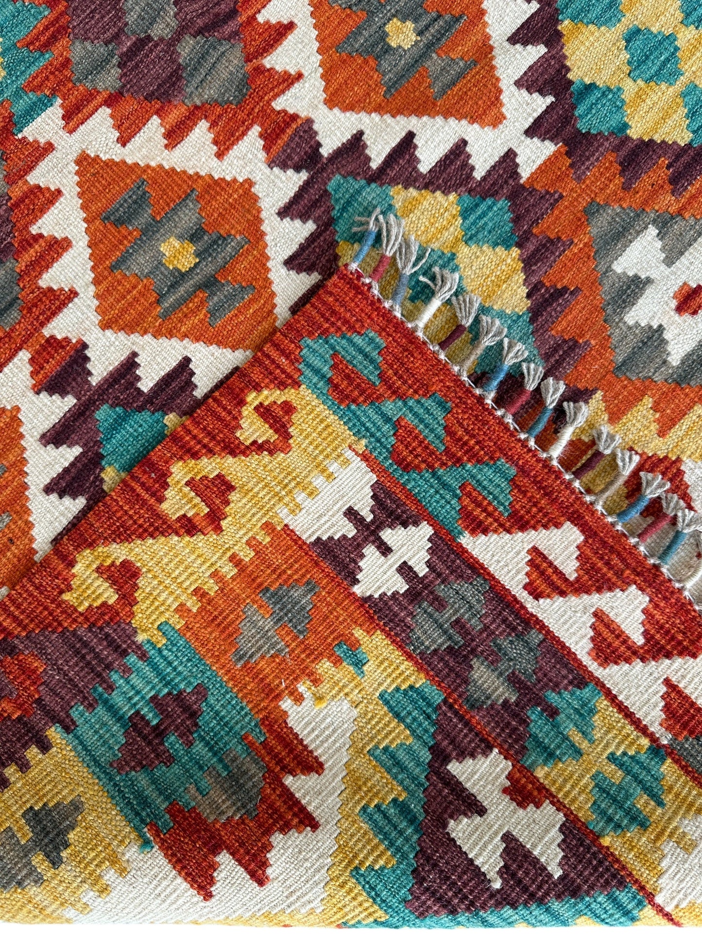 Afghani Maimana Kilim Wool Rug 4’3” x 6’7”