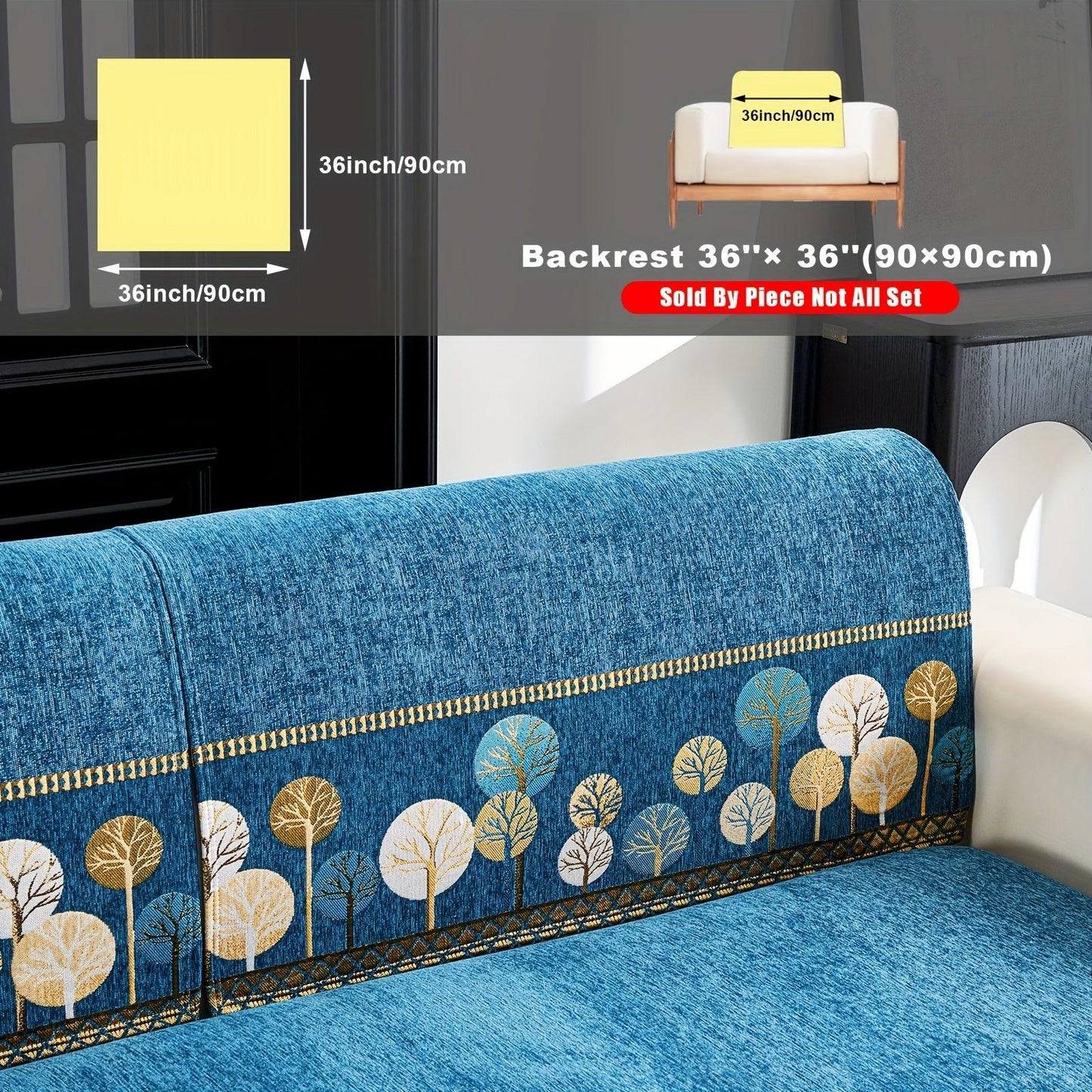 Pet Proof Couch Cover - Boho Chenille Sofa Cover with Tree Embroidery