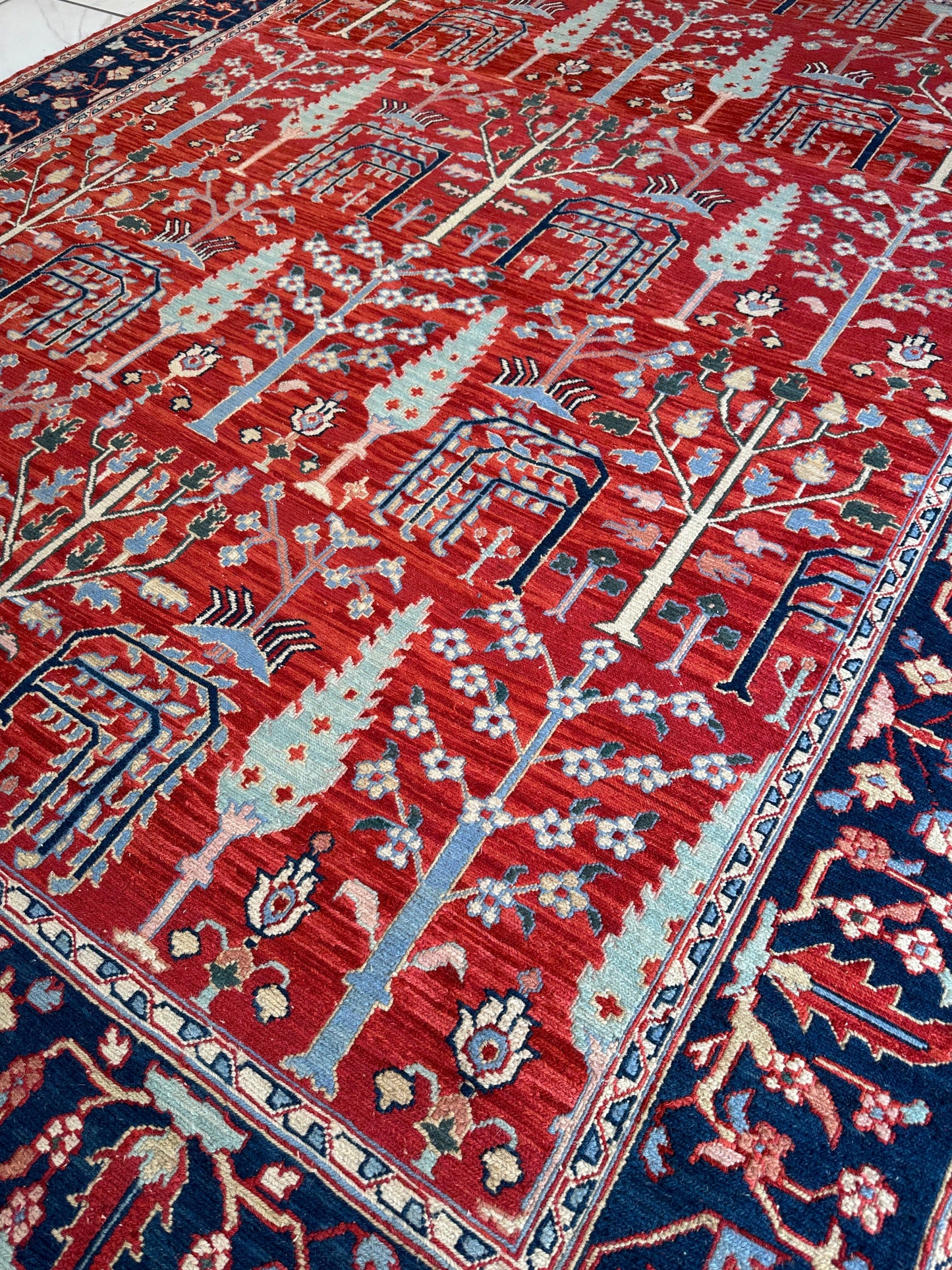 Handwoven Soumak Multicolor Wool Area Rug – 8’ x 10’