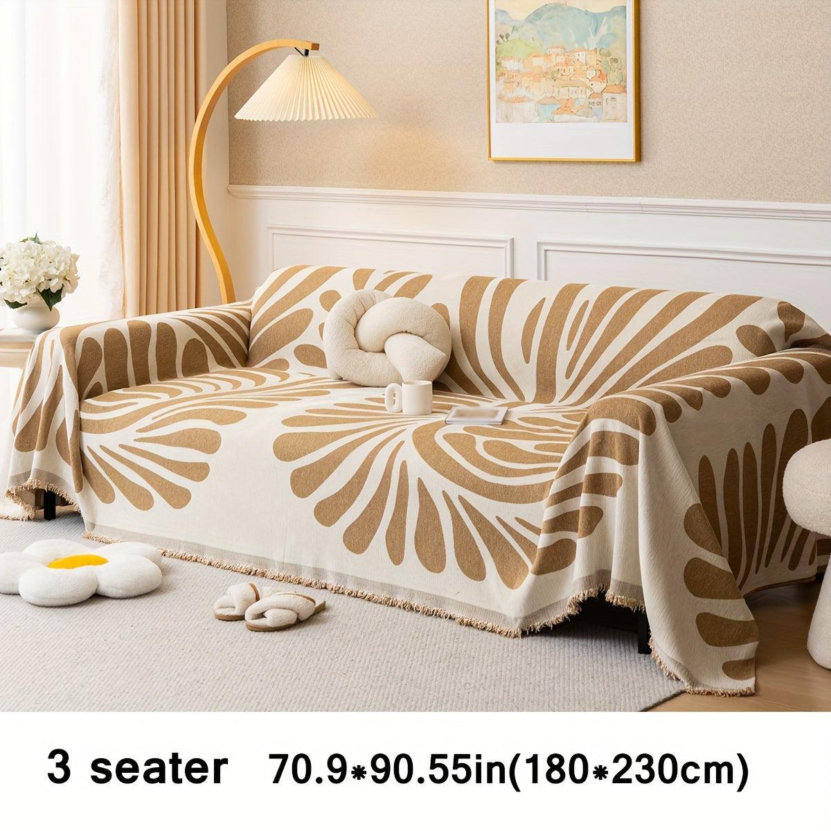 Versatile Chenille Sofa Cover - Pet-Friendly, Orange Dog Couch Cover