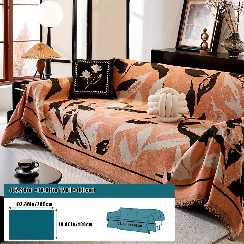 Premium Chenille Fabric Dark Green Couch Cover - All-Season Protector