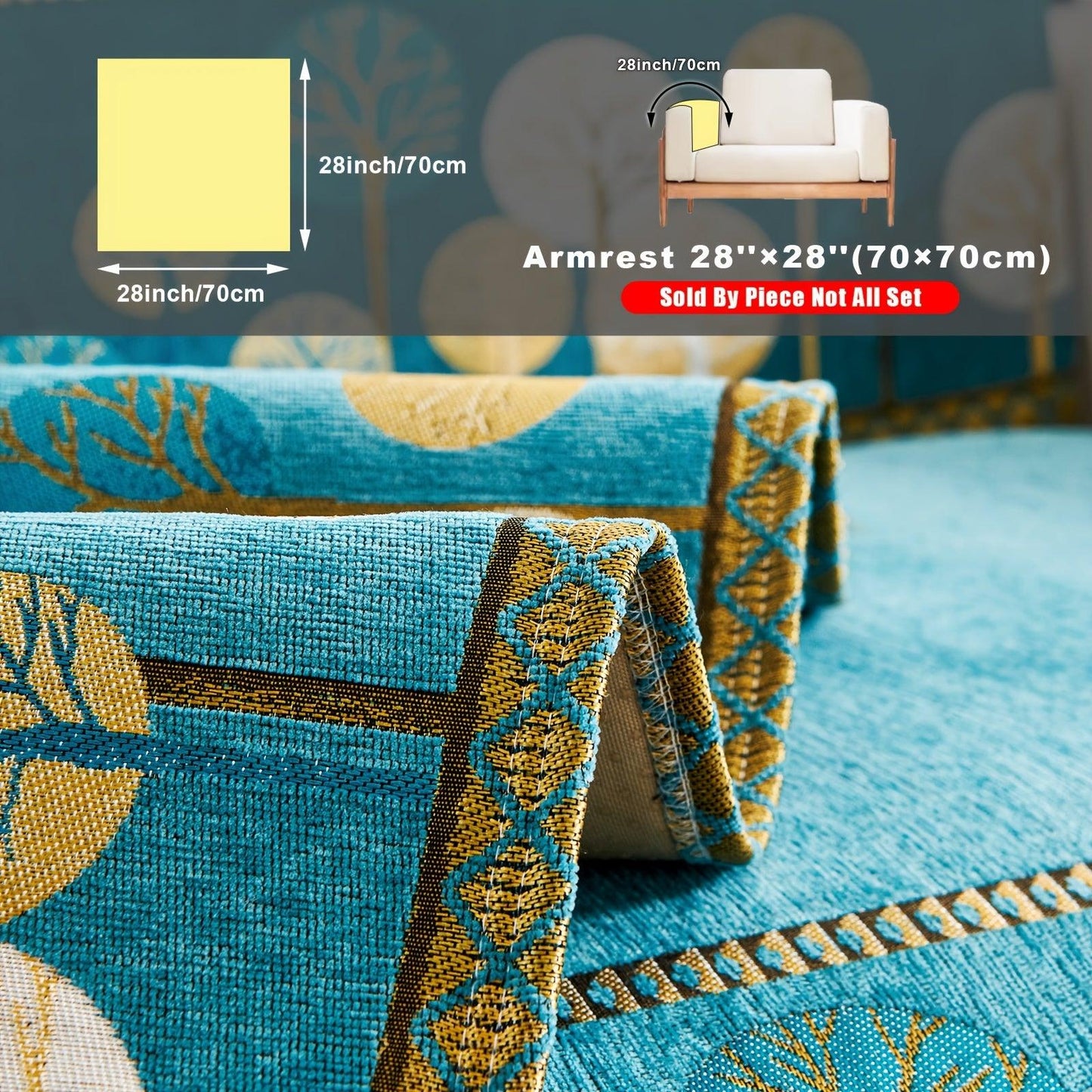 Pet Proof Couch Cover - Boho Chenille Sofa Cover with Tree Embroidery