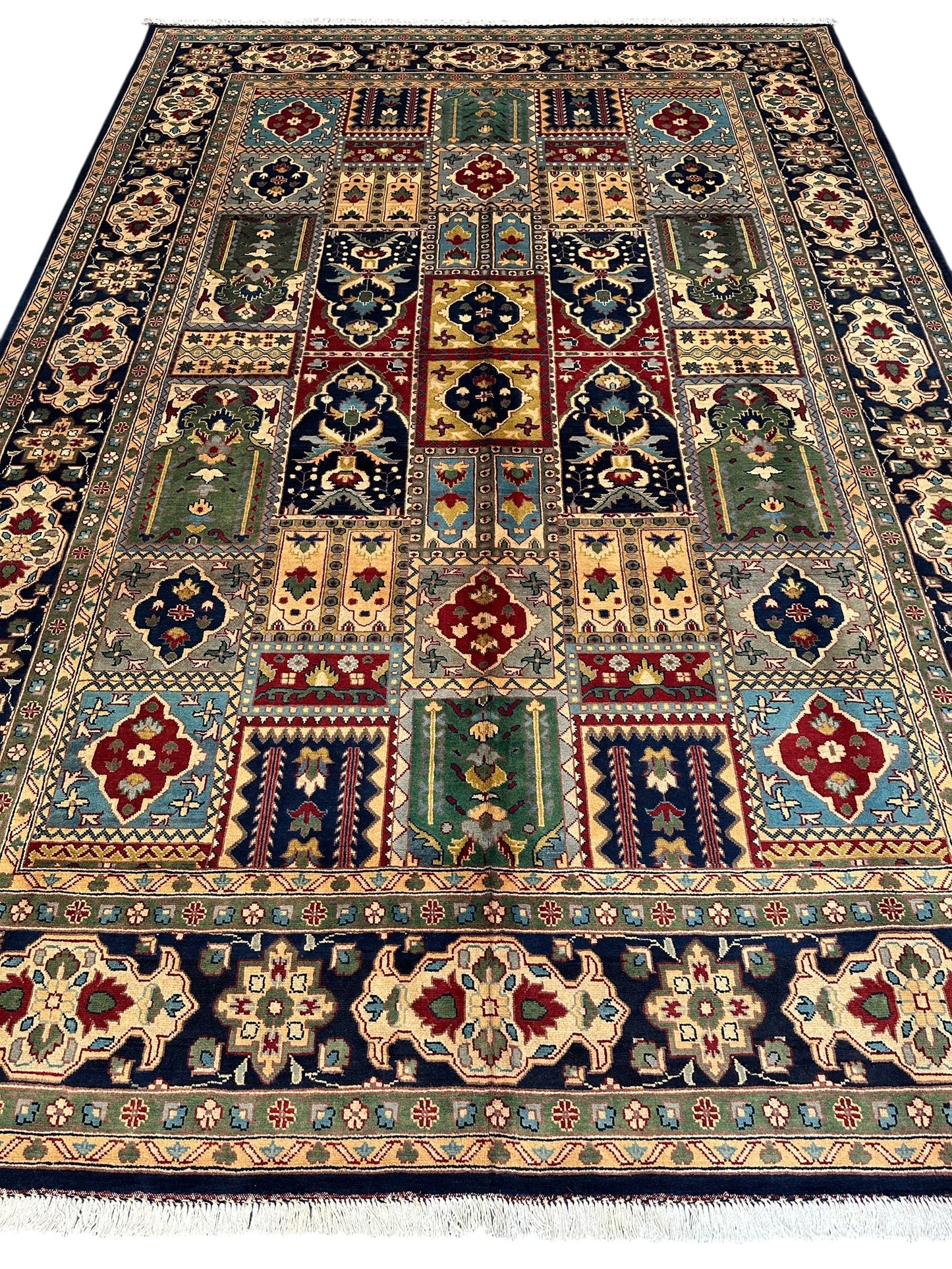 Hand-Knotted Afghani Bakhtiari Garden Rug | 6'9" x 9'10" Wool Area Rug