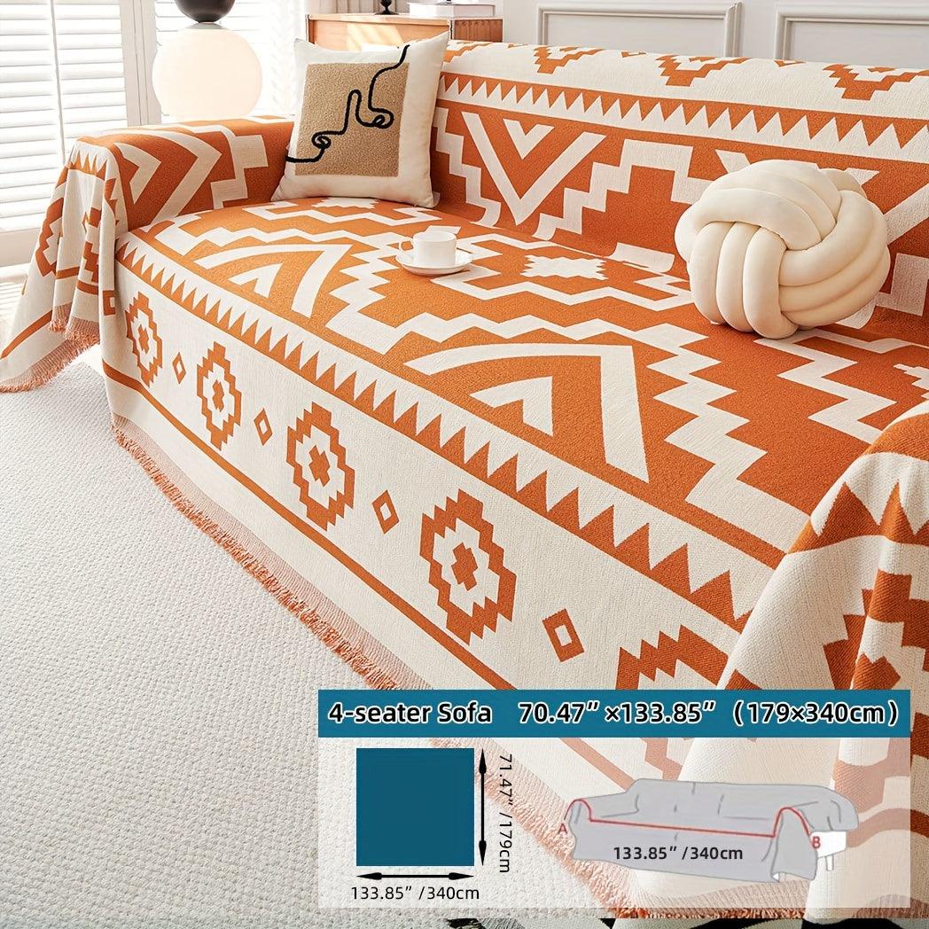 Boho-Chic All-Season Sofa Cover | Light Gray & Pet Proof Couch Cover