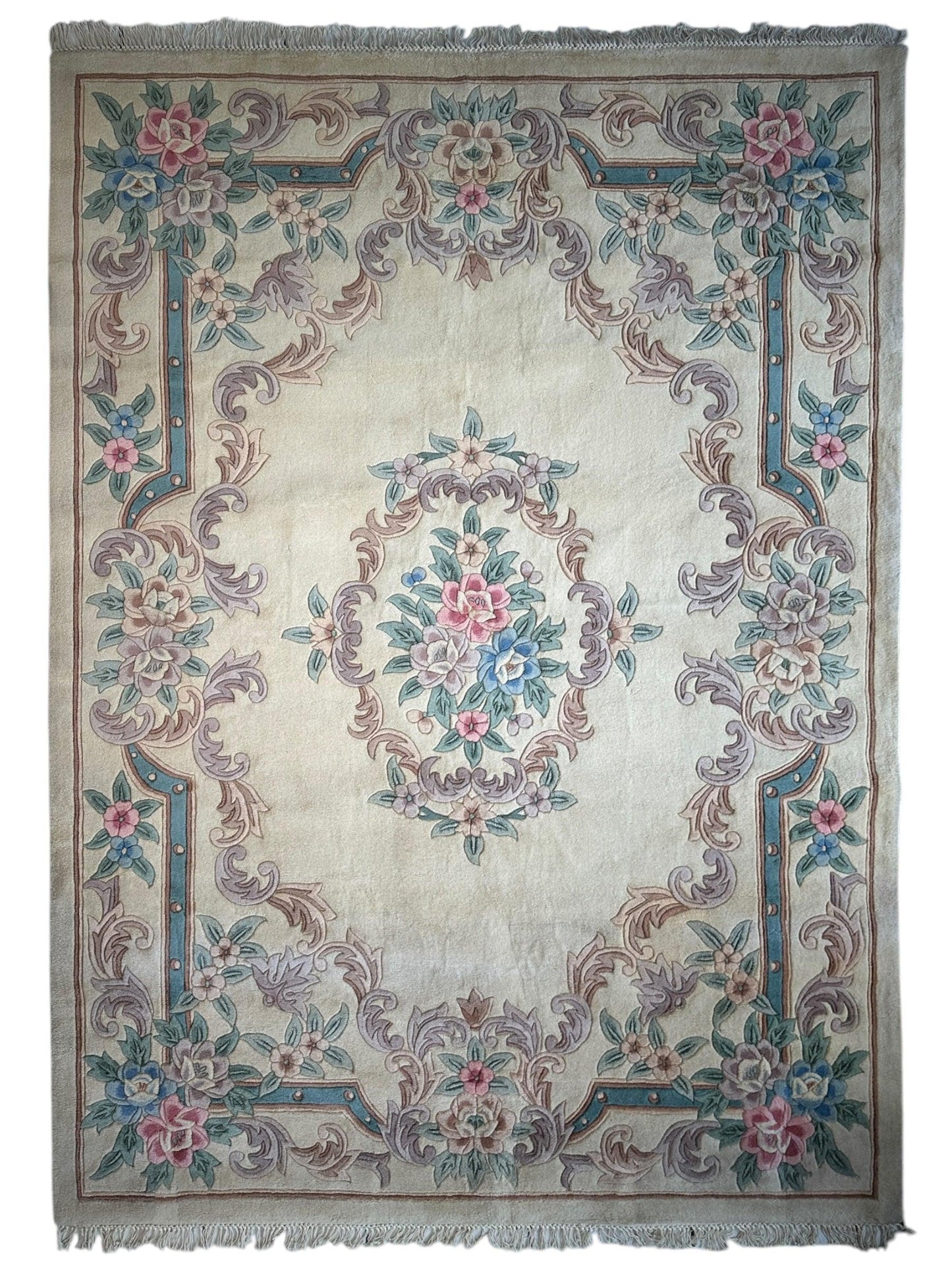 Hand-Tufted Chinese Aubusson Wool Rug – 7'10" x 11' – Luxurious Traditional Design