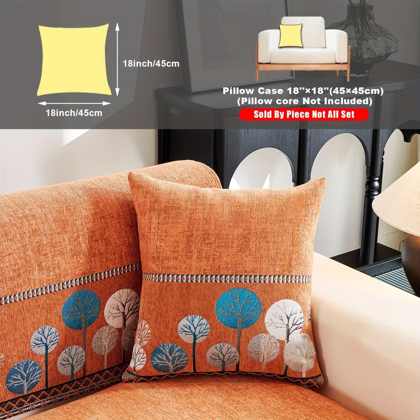 Pet Proof Couch Cover - Boho Chenille Sofa Cover with Tree Embroidery