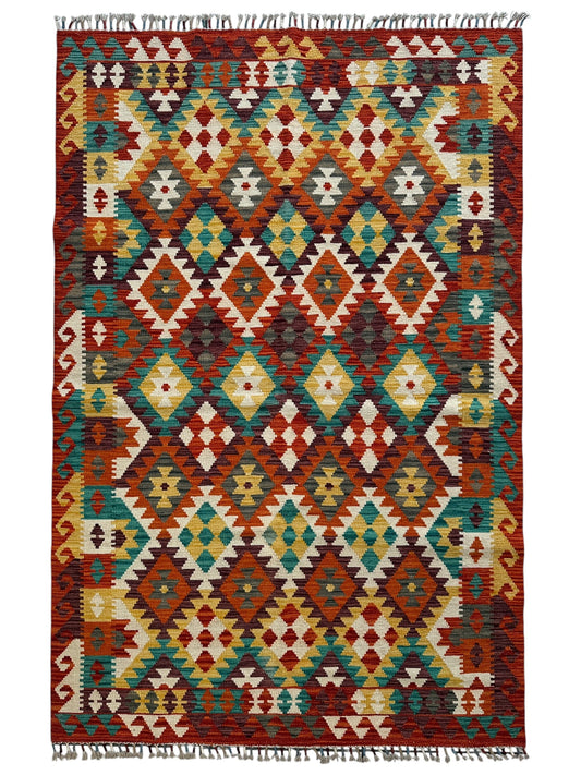 Afghani Maimana Kilim Wool Rug 4’3” x 6’7”