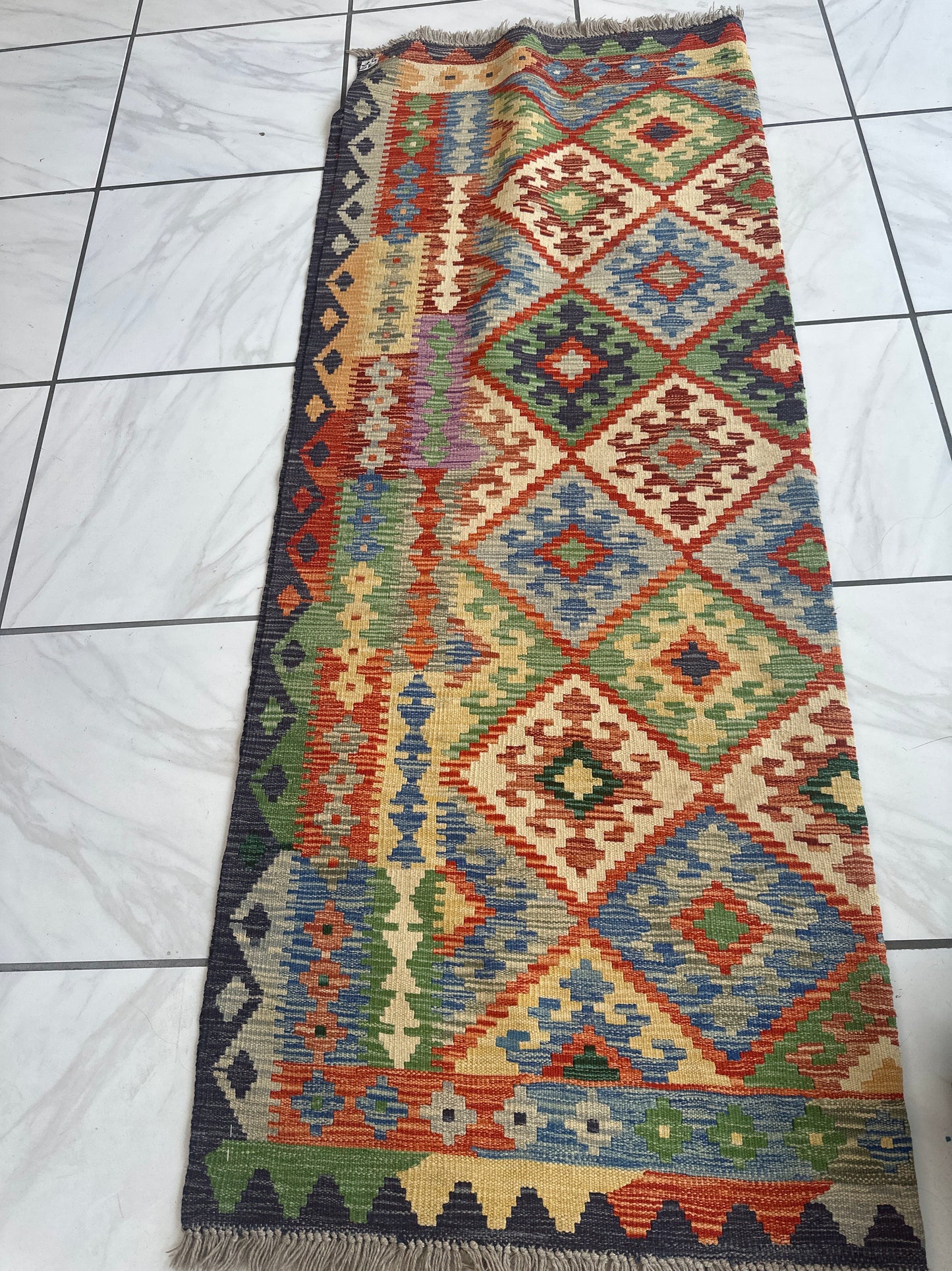 Handwoven Afghani Wool Kilim Rug 5’1” 7’4”