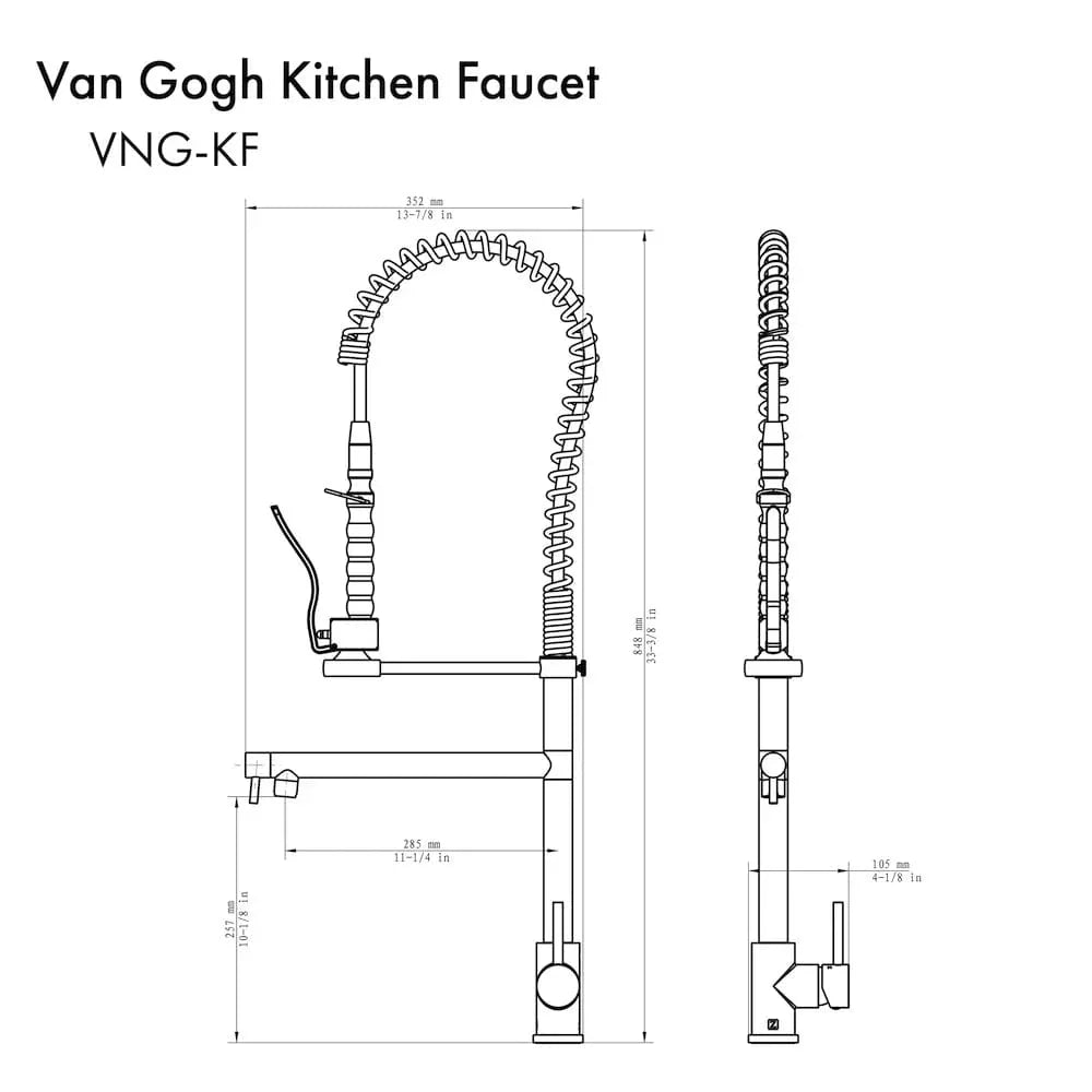 ZLINE Van Gogh Kitchen Faucet in Champagne Bronze, VNG-KF-CB