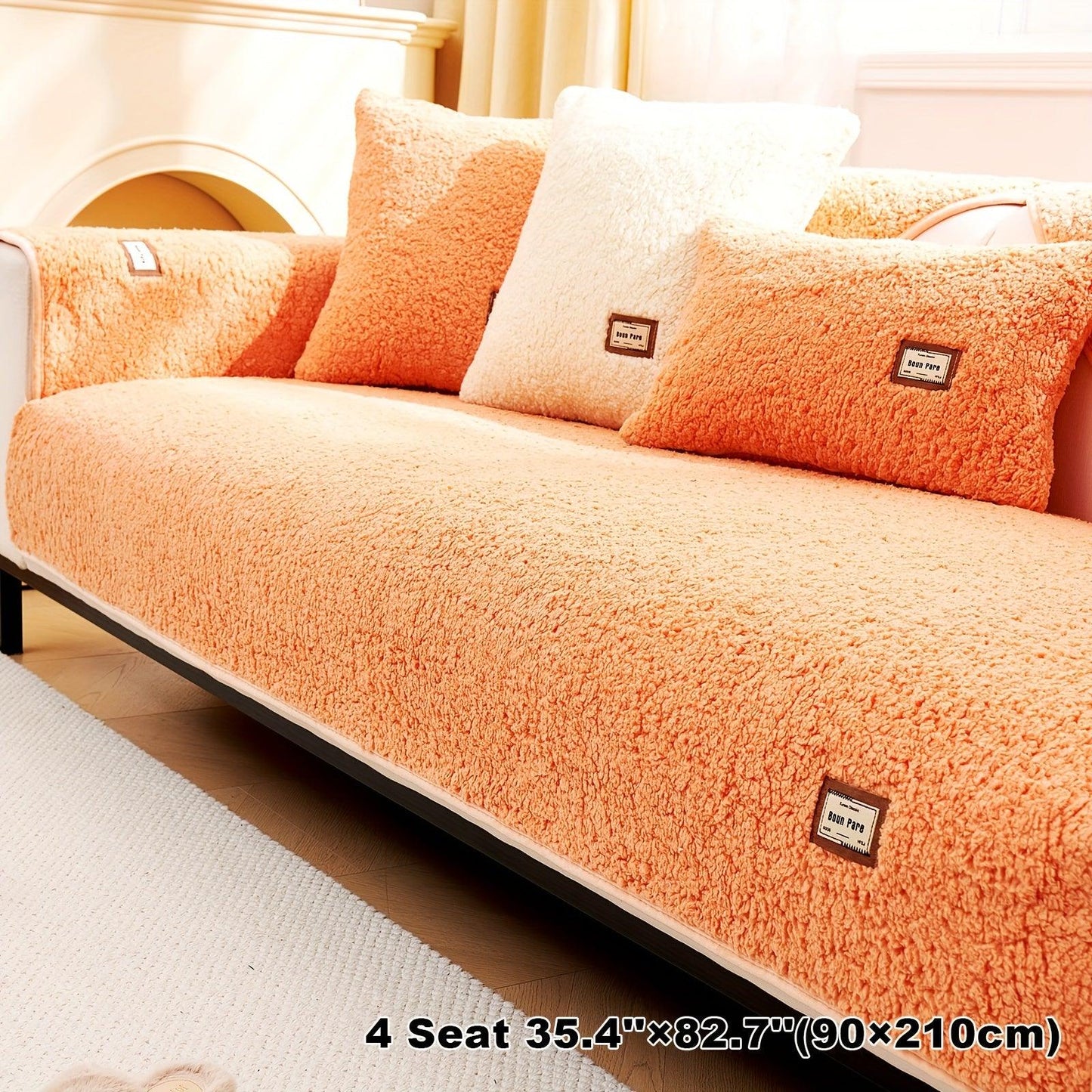 Durable 3 cushion couch cover | High-Quality Plush Sherpa Sofa Cover